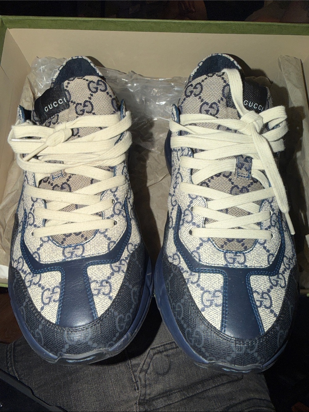 Gucci Blue & Cream GG Logo Sneakers